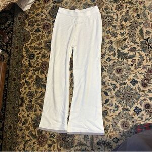 White Knit Waffle Pants